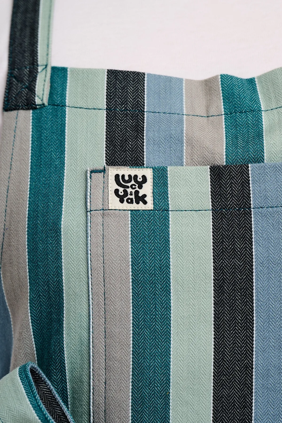 Fashion Ada - Cotton Apron in Herringbone Blue Stripe Print All Accessories|All Workwear