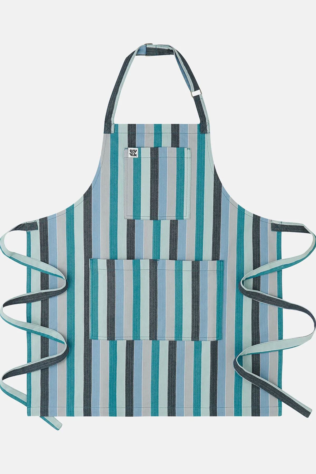 Fashion Ada - Cotton Apron in Herringbone Blue Stripe Print All Accessories|All Workwear