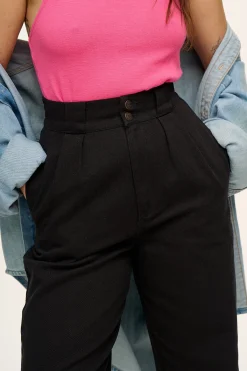 Fashion Addison - Tapered Twill Trousers in Black All Bottoms|Petite Range