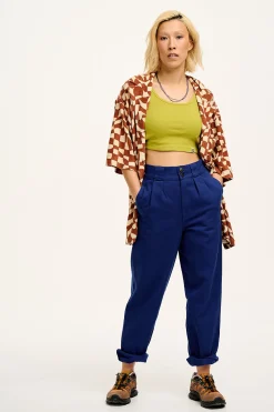 Outlet Addison - Tapered Twill Trousers in Sapphire Blue All Bottoms|Trousers
