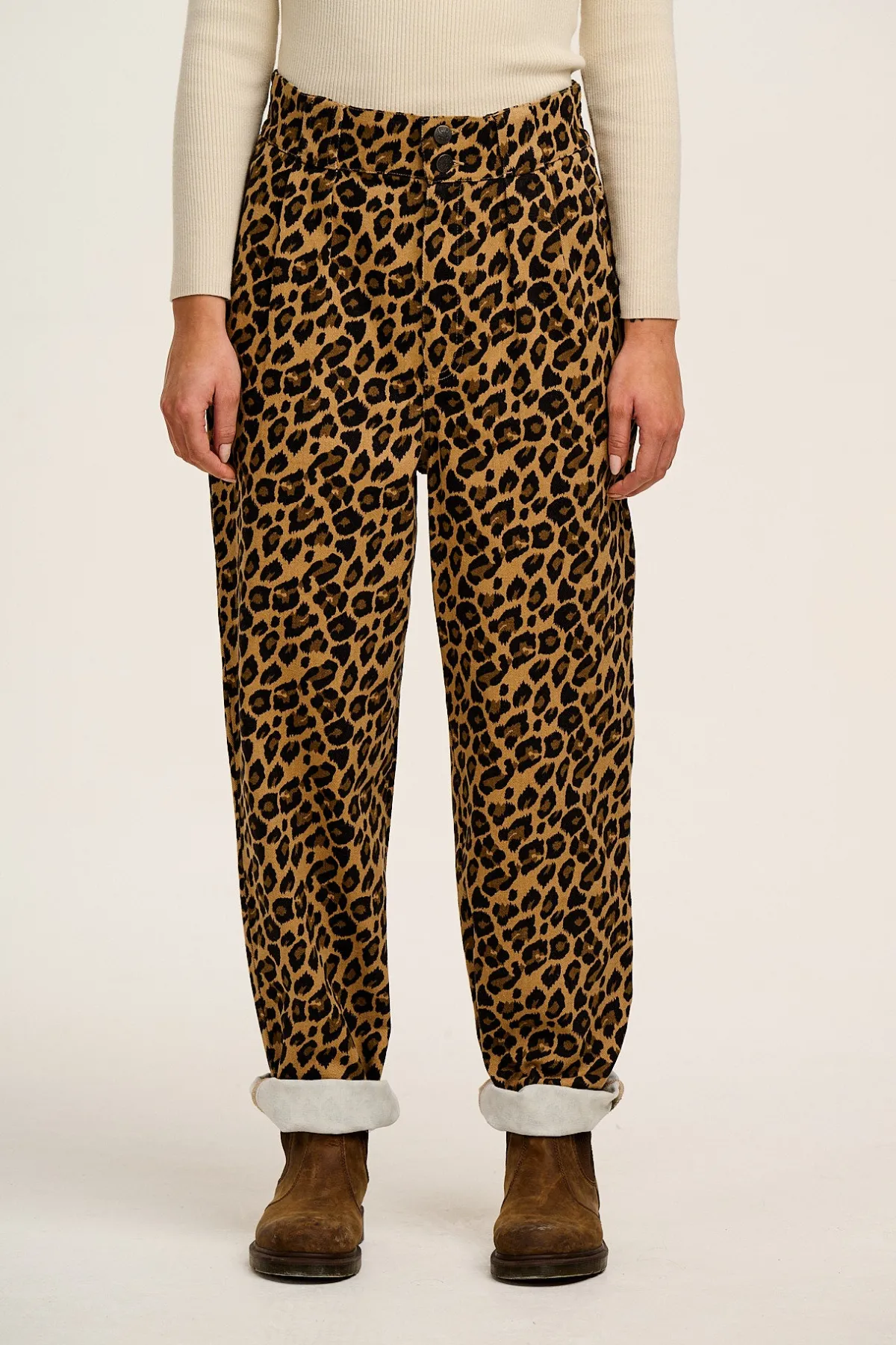 Online Addison - Tapered Twill Trousers in Leopard Print All Bottoms|Petite Range