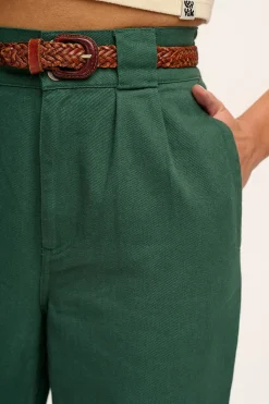 Hot Addison - Tapered Twill Trousers in Posy Green All Bottoms|Petite Range