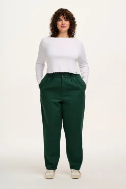 Hot Addison - Tapered Twill Trousers in Posy Green All Bottoms|Petite Range