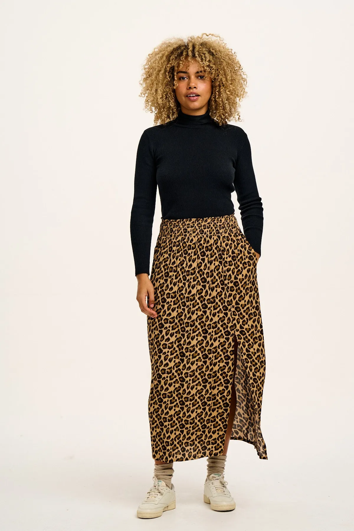 Clearance Aiden - Roll Neck Knitted Cotton Top in Black All Tops & Tees|Knitwear