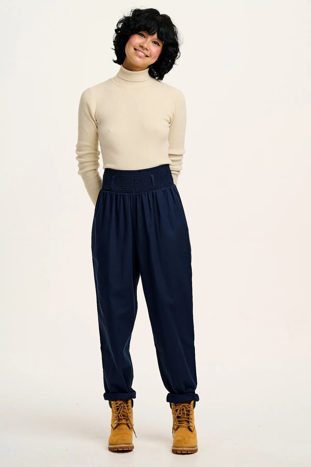 Fashion Aiden - Roll Neck Knitted Cotton Top in Pearl All Tops & Tees|Knitwear