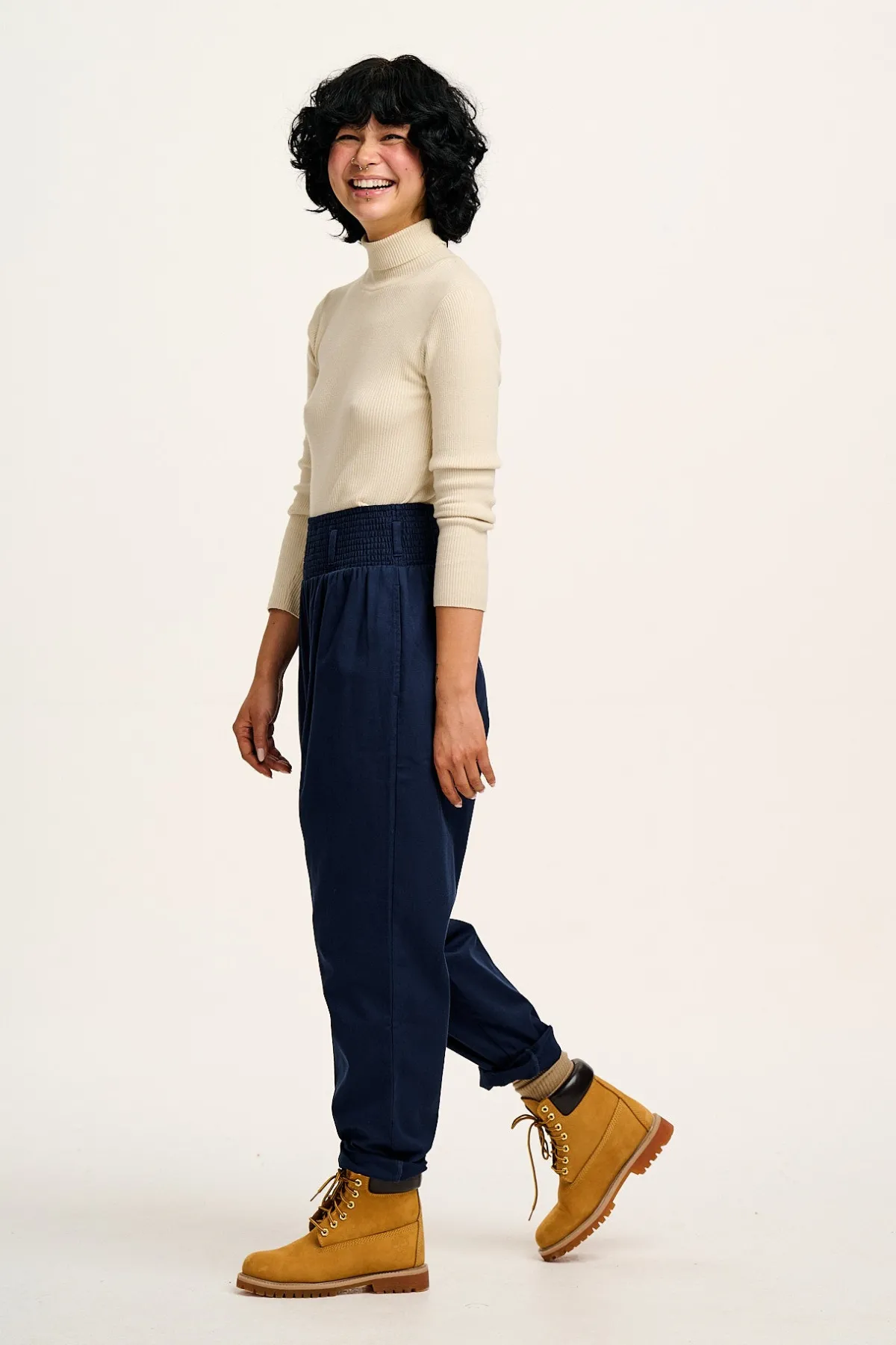 Fashion Aiden - Roll Neck Knitted Cotton Top in Pearl All Tops & Tees|Knitwear