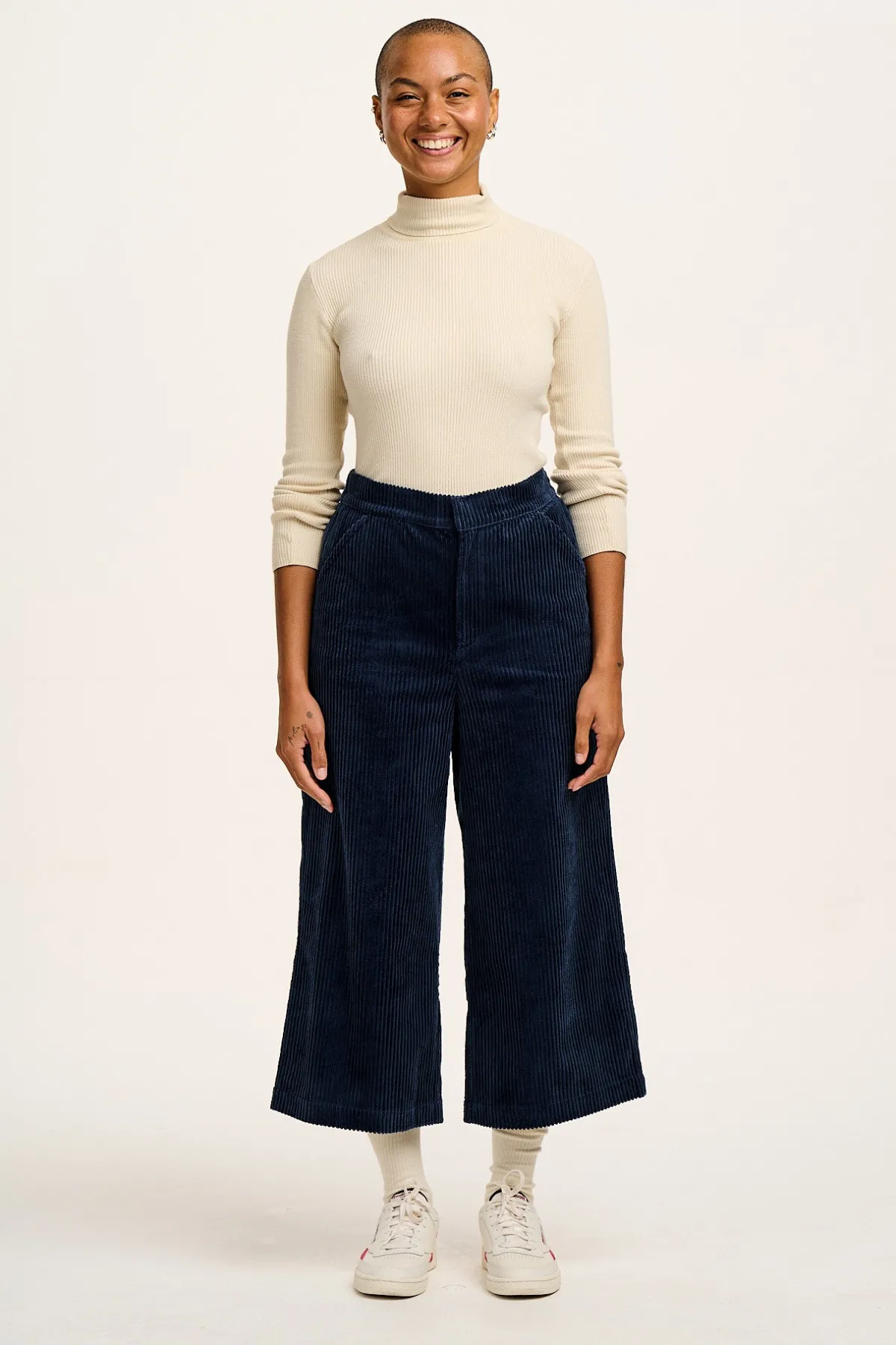 Fashion Aiden - Roll Neck Knitted Cotton Top in Pearl All Tops & Tees|Knitwear