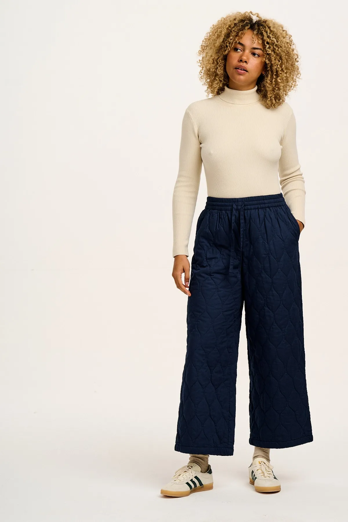Fashion Aiden - Roll Neck Knitted Cotton Top in Pearl All Tops & Tees|Knitwear