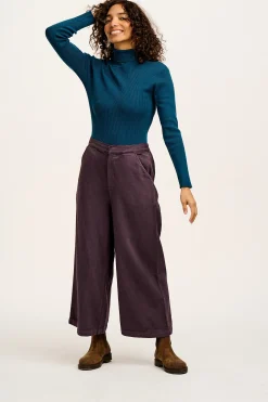 Outlet Aiden - Roll Neck Knitted Cotton Top in Twilight Blue All Tops & Tees|Knitwear