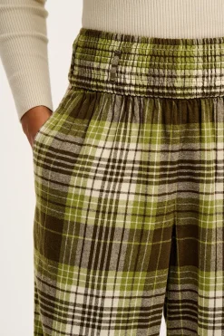Hot Alexa - Brushed Cotton Trousers in Green Forest Tartan All Bottoms|Trousers