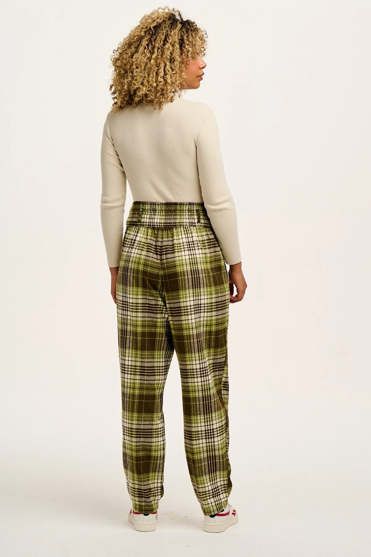 Hot Alexa - Brushed Cotton Trousers in Green Forest Tartan All Bottoms|Trousers