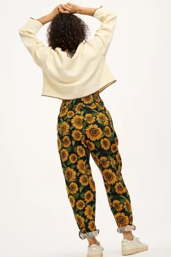 Fashion Alexa - Cotton Trousers in Sunflower Print All Bottoms