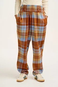 Best Alexa - Cotton Trousers in Brown & Blue Alastair Tartan All Bottoms