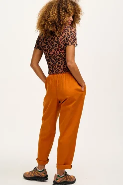 Fashion Alexa - Cotton Trousers in Hawaiian Sunset Orange All Bottoms|Trousers