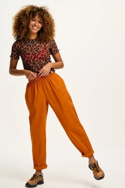 Fashion Alexa - Cotton Trousers in Hawaiian Sunset Orange All Bottoms|Trousers