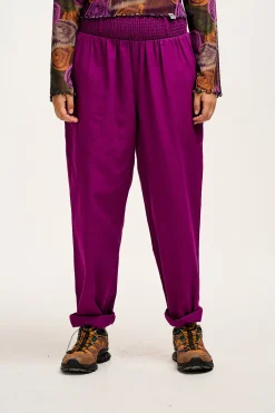 Hot Alexa - Cotton Trousers in Hollyhock Purple All Bottoms