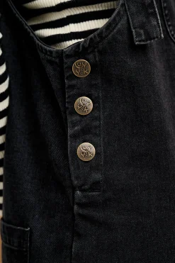 Fashion Ali - Slouchy Denim Dungarees in Washed Black All Dungarees|Ali - Slouchy