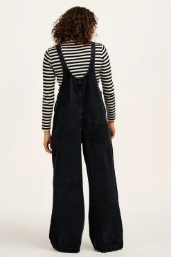 Fashion Ali - Slouchy Denim Dungarees in Washed Black All Dungarees|Ali - Slouchy
