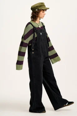 Fashion Ali - Slouchy Denim Dungarees in Washed Black All Dungarees|Ali - Slouchy