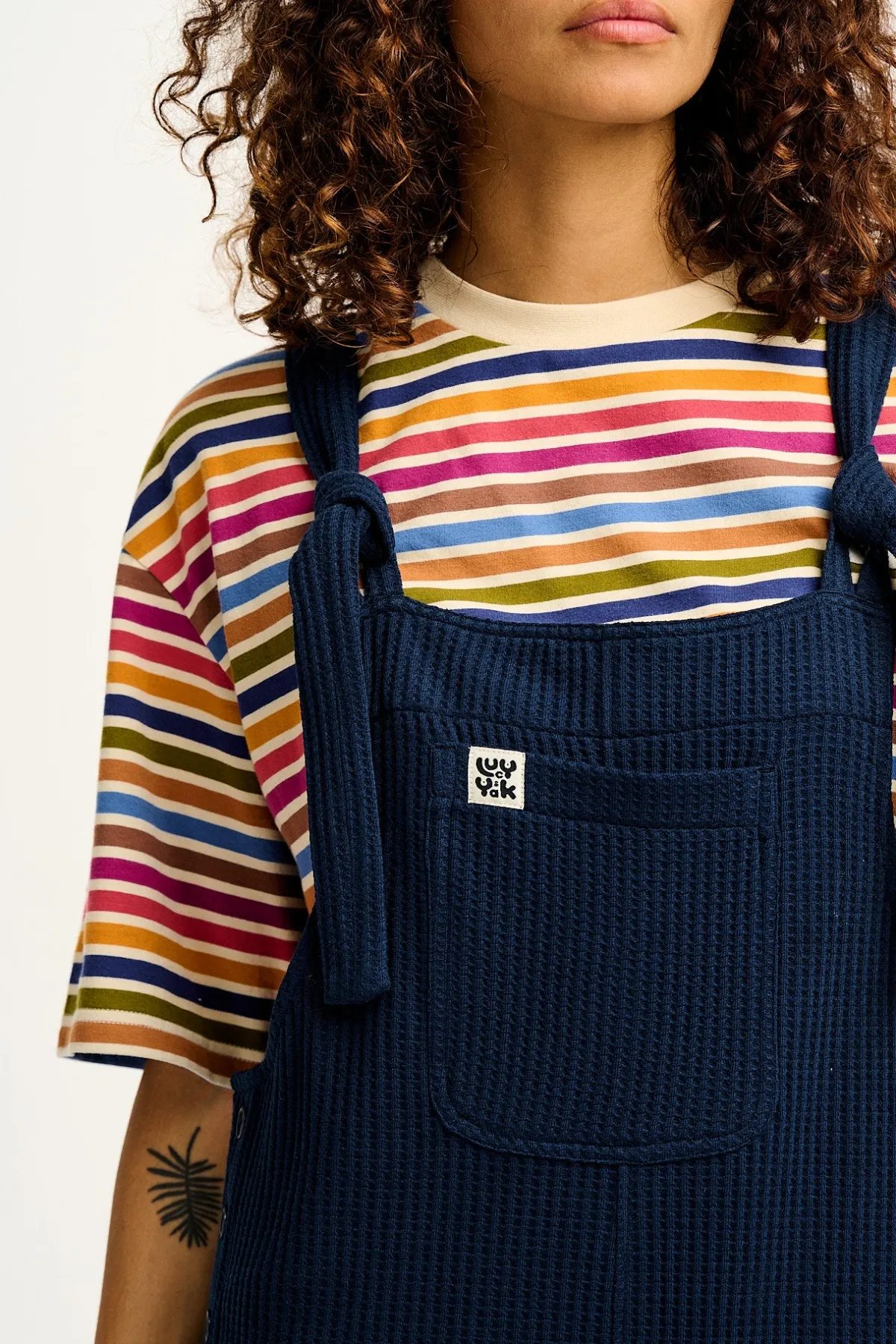 Fashion Ali - Slouchy Waffle Cotton Dungarees in Varsity Blue All Dungarees|Ali - Slouchy