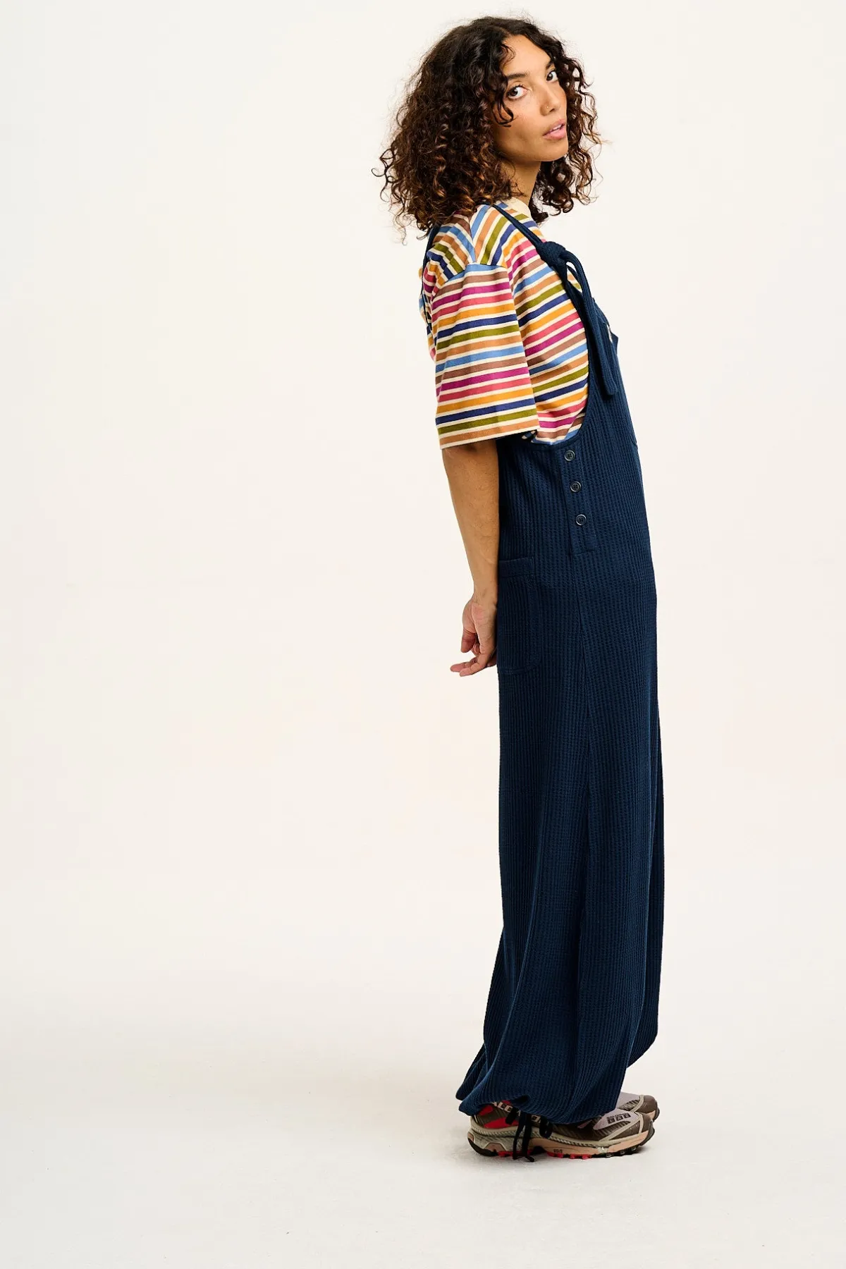 Fashion Ali - Slouchy Waffle Cotton Dungarees in Varsity Blue All Dungarees|Ali - Slouchy