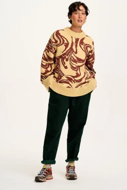 Fashion Amari - Oversized Knitted Jumper in Cream & Brown Swirl All Tops & Tees|All Outerwear & Knitwear