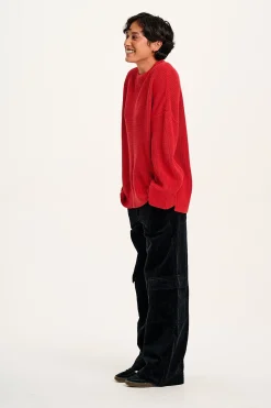 Outlet Amari - Oversized Knitted Jumper in Red All Tops & Tees|All Outerwear & Knitwear