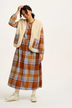 New Aubrey - Borg Fleece Gilet in Ecru & Brown All Outerwear & Knitwear