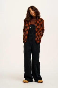 Sale Aubrey - Borg Fleece Gilet in Terry Brown Check Print All Outerwear & Knitwear|Fleeces