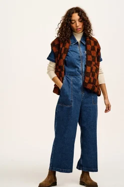 Sale Aubrey - Borg Fleece Gilet in Terry Brown Check Print All Outerwear & Knitwear|Fleeces
