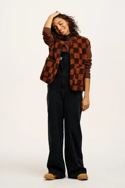 Sale Aubrey - Borg Fleece Gilet in Terry Brown Check Print All Outerwear & Knitwear|Fleeces