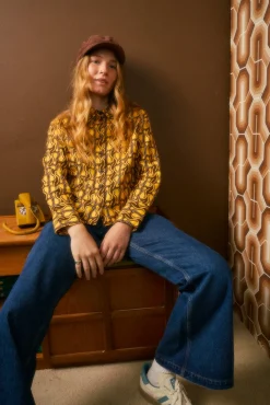 Online Austen - Brushed Twill Shirt in Feline Fine Print All Tops & Tees
