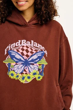 Sale Bailey - Hoodie in Brown with Find Balance Print All Outerwear & Knitwear|Sweaters & Hoodies