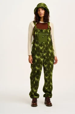 Sale Baloo - Borg Fleece Dungarees in Green Sequoia Print All Dungarees|Baloo - Borg