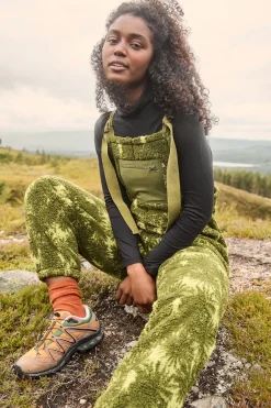 Sale Baloo - Borg Fleece Dungarees in Green Sequoia Print All Dungarees|Baloo - Borg
