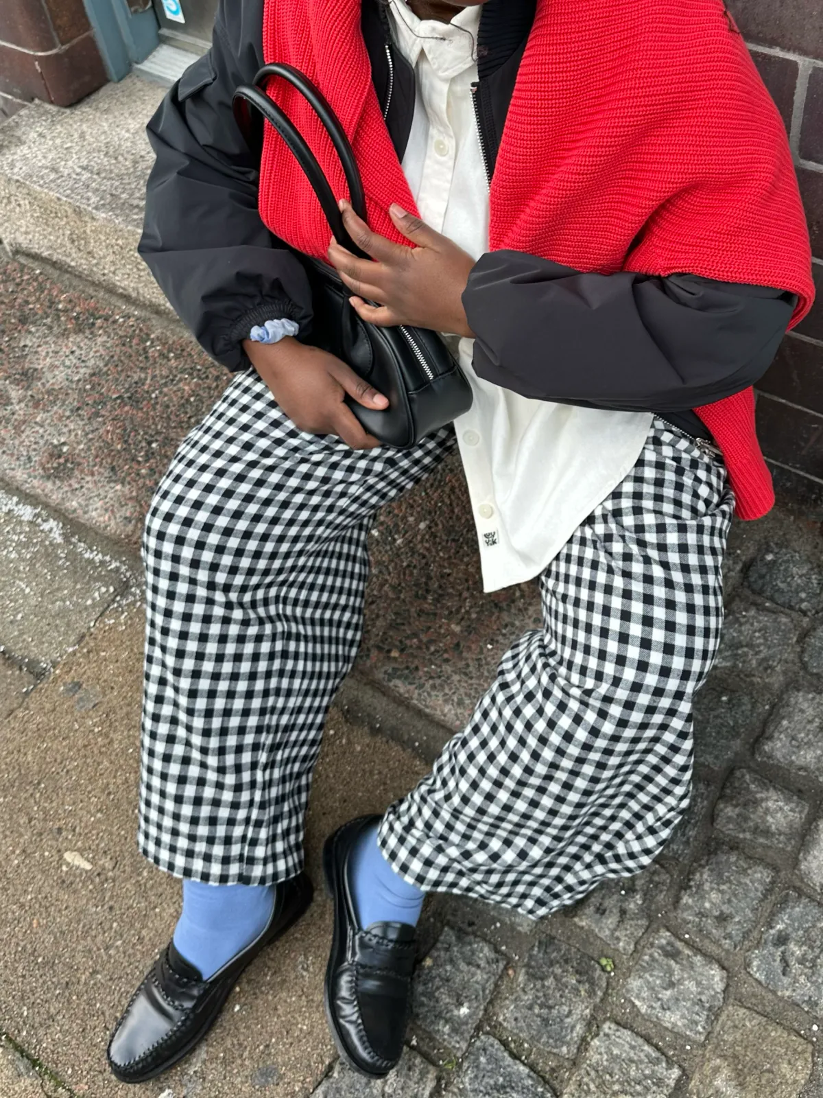 Hot Beau - Balloon Brushed Cotton Trousers in Black & White Mono Gingham Print All Bottoms|Trousers