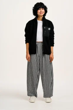 Hot Beau - Balloon Brushed Cotton Trousers in Black & White Mono Gingham Print All Bottoms|Trousers