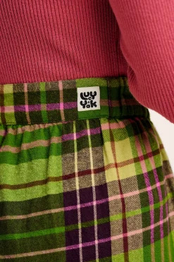 Online Beau - Balloon Brushed Cotton Trousers in Green Isla Tartan Print All Bottoms