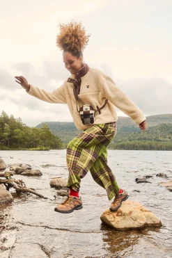 Online Beau - Balloon Brushed Cotton Trousers in Green Isla Tartan Print All Bottoms