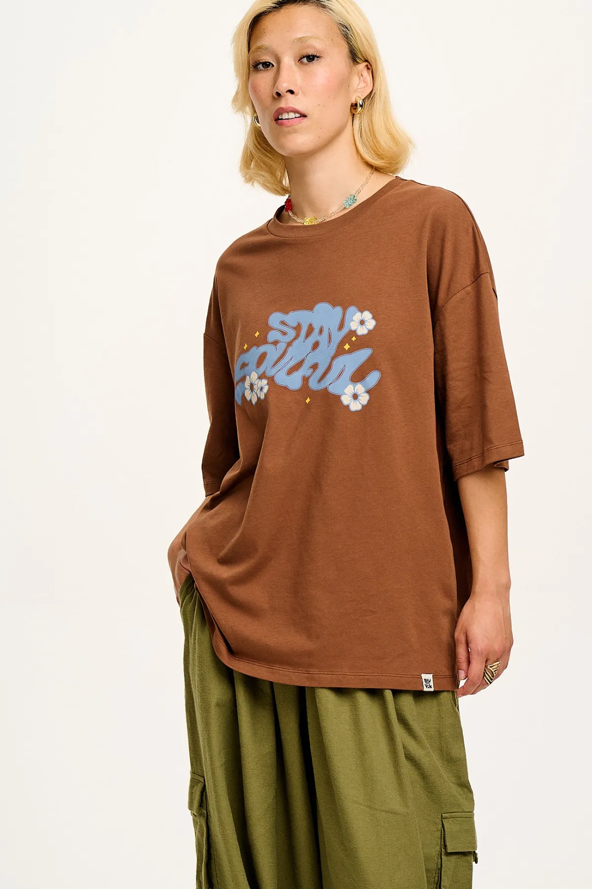 Hot Benny - Oversized Cotton Tee in Stay Soulful Print All Tops & Tees|Short Sleeve Tops