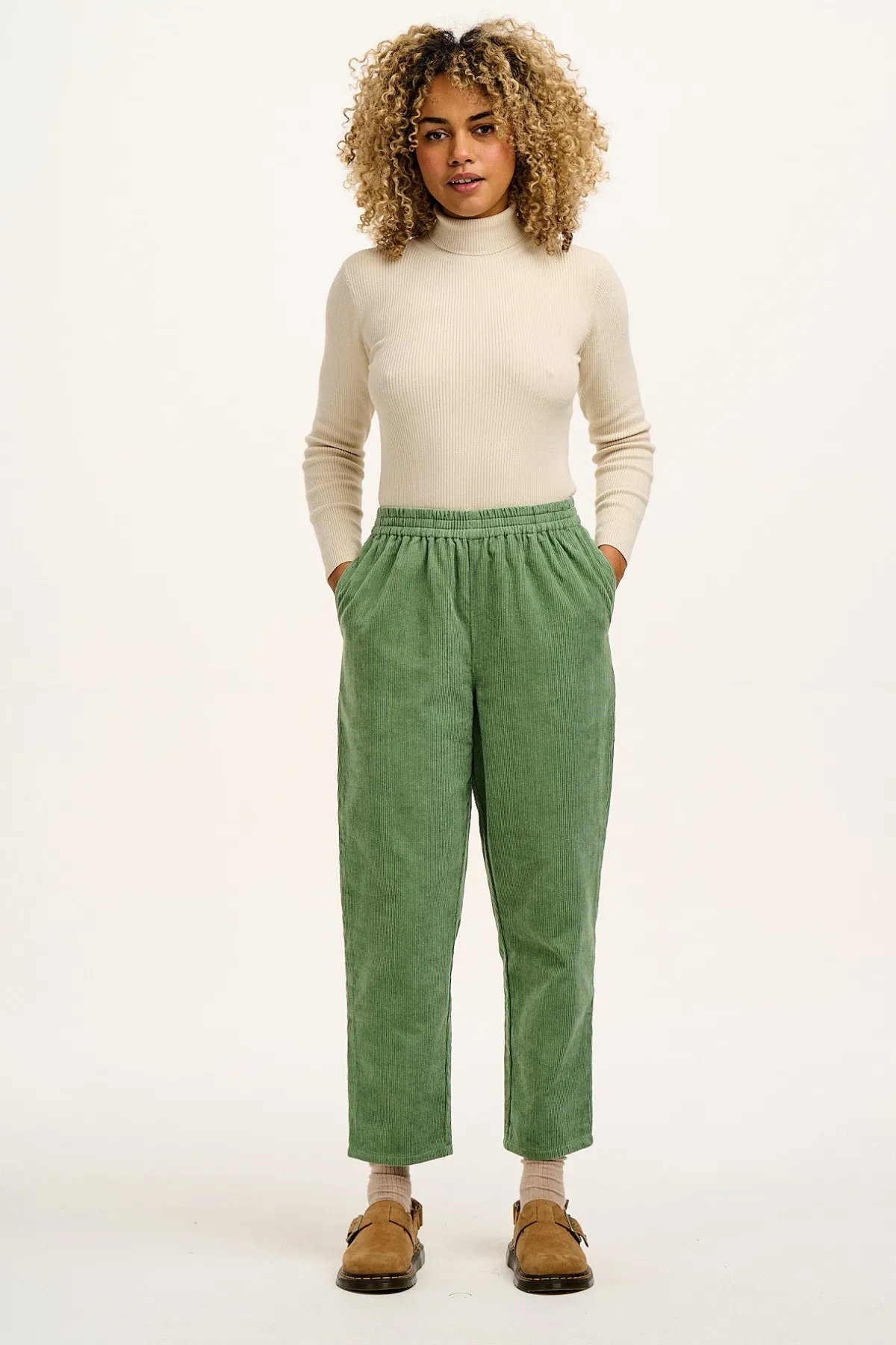 New Billie - Corduroy Trousers in Green Bay All Bottoms|Trousers