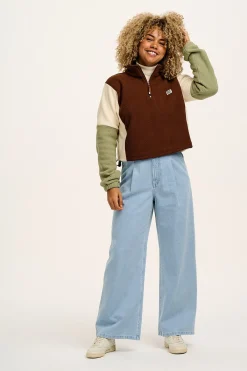 Clearance Blake - Cropped Polar Fleece in Cocoa, Cream & Sage All Outerwear & Knitwear|Fleeces