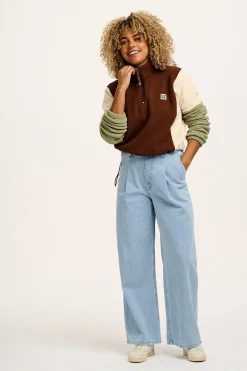 Clearance Blake - Cropped Polar Fleece in Cocoa, Cream & Sage All Outerwear & Knitwear|Fleeces