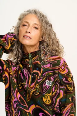 New Blake - Cropped Polar Fleece in Mineral Swirl Print All Outerwear & Knitwear|Fleeces