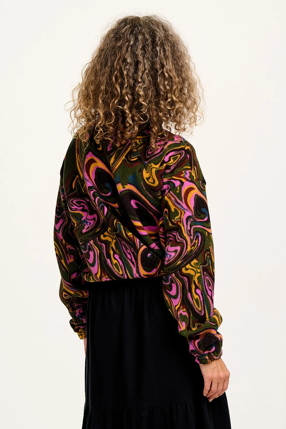 New Blake - Cropped Polar Fleece in Mineral Swirl Print All Outerwear & Knitwear|Fleeces