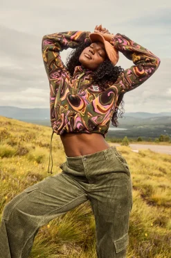 New Blake - Cropped Polar Fleece in Mineral Swirl Print All Outerwear & Knitwear|Fleeces