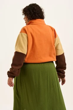 New Blake - Cropped Polar Fleece in Orange, Cream & Brown All Outerwear & Knitwear|Fleeces