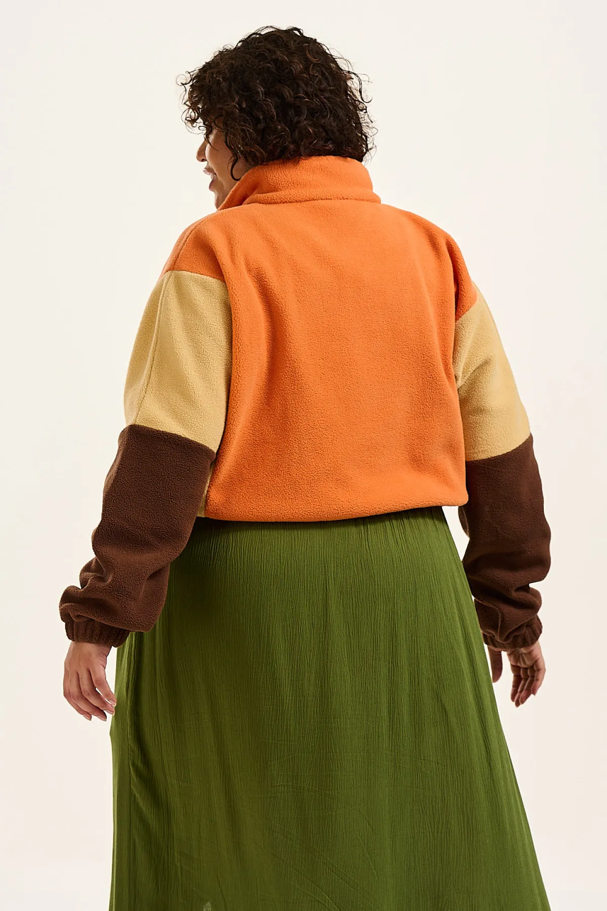 New Blake - Cropped Polar Fleece in Orange, Cream & Brown All Outerwear & Knitwear|Fleeces