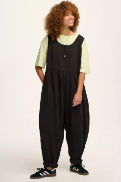 Outlet Bowie - Sleeveless Cotton Jumpsuit in Black All Jumpsuits|Petite Range