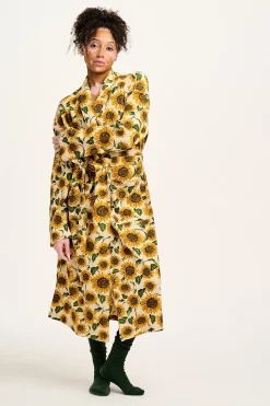 Discount Braydon - Waffle Cotton Robe in Cream Sunflower Print All Nightwear